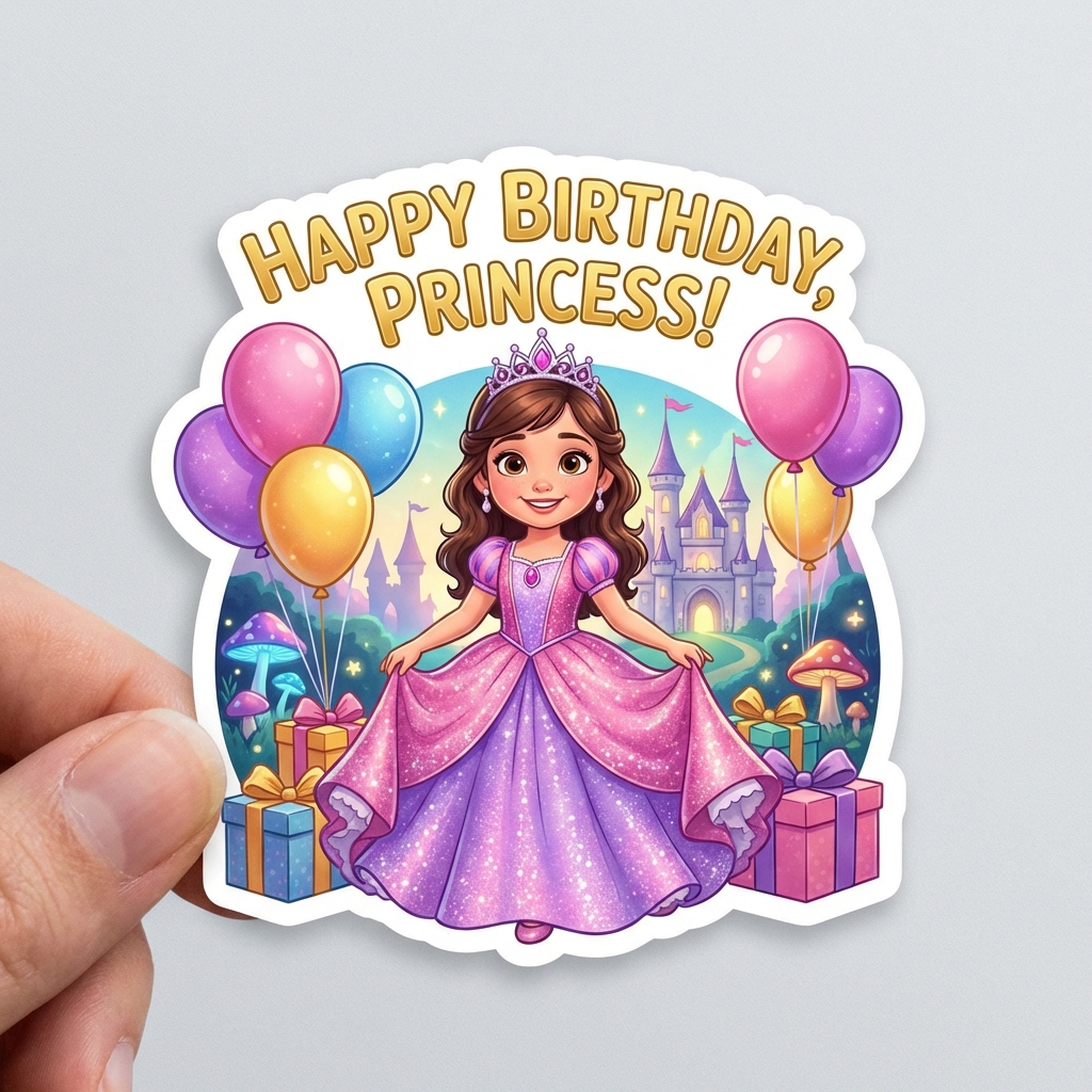 Exemplo de personagem gerado no estilo princesa, pronto pra estampar o kit